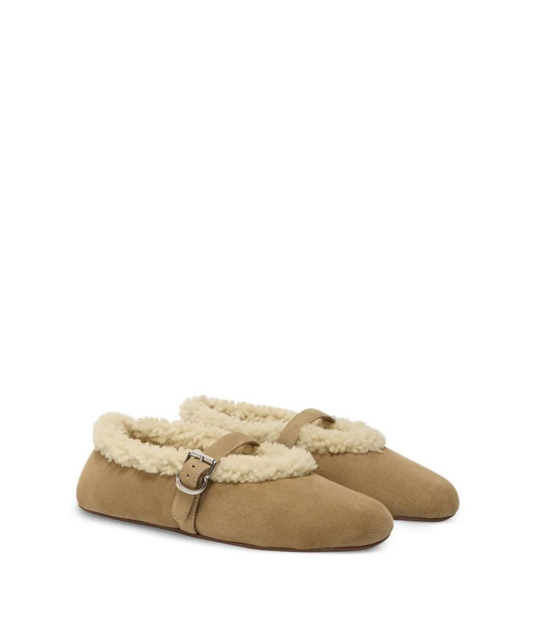 ALAIA Бежевые замшевые балетки, фото 1