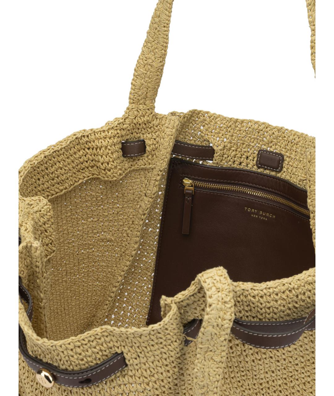 TORY BURCH Бежевая синтетическая сумка через плечо, фото 5