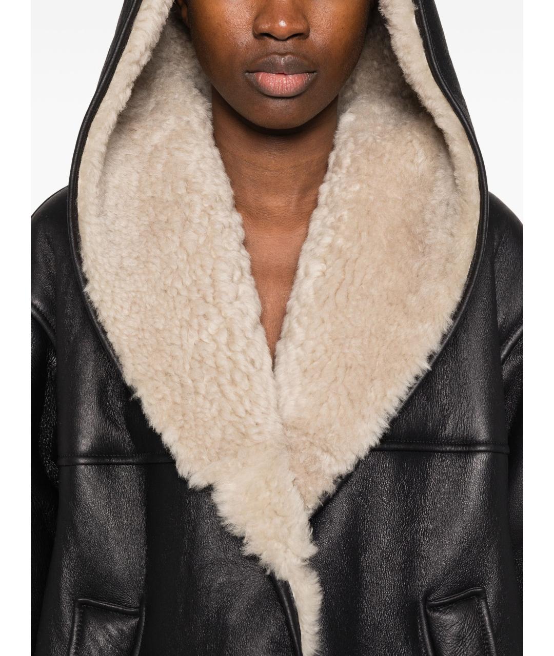 ALAIA Черная кожаная дубленка, фото 4