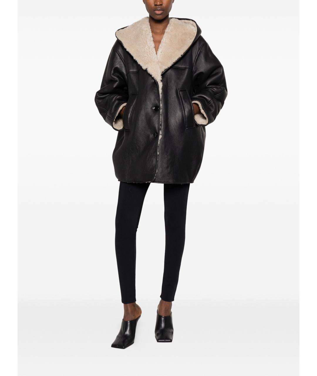 ALAIA Черная кожаная дубленка, фото 2