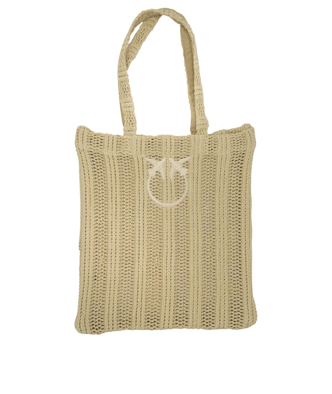 PINKO Бежевая хлопковая сумка через плечо, фото 1