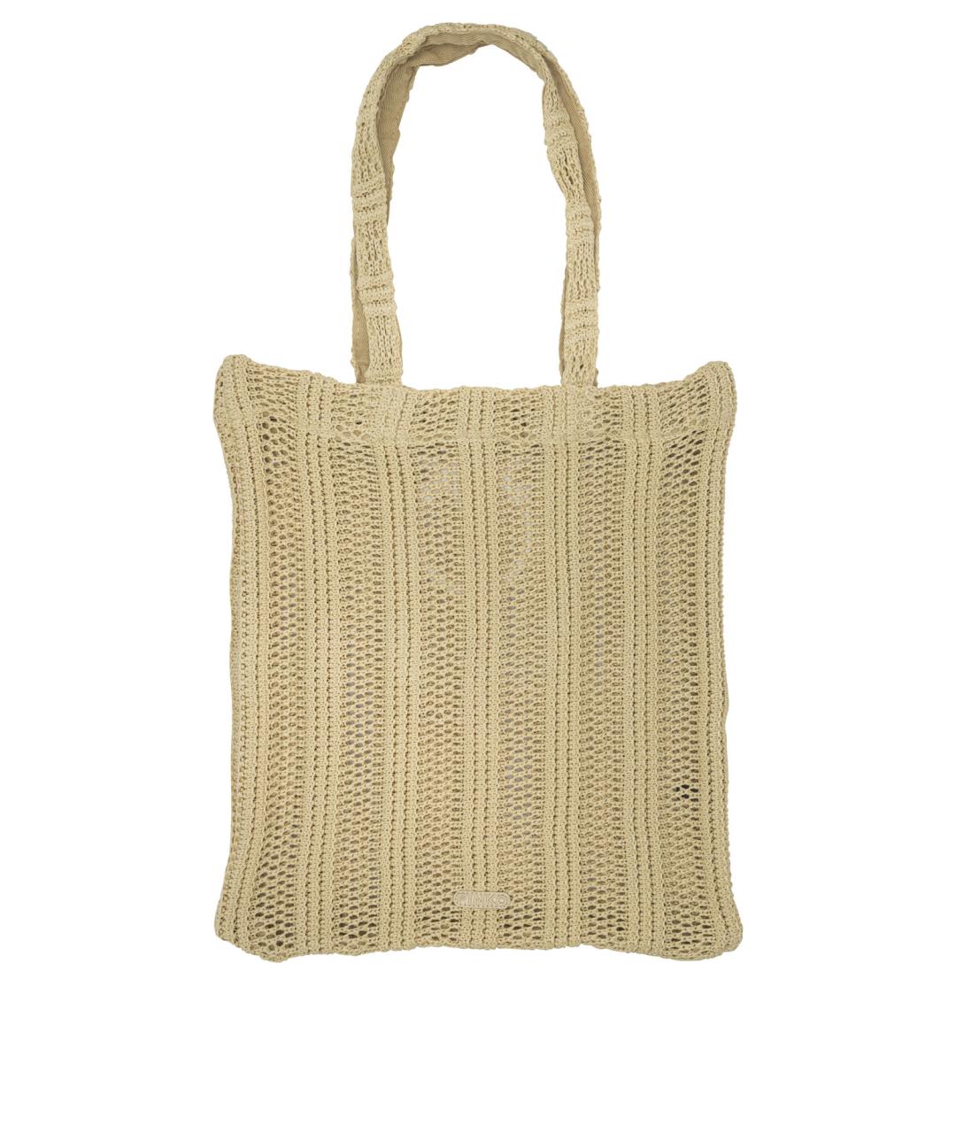 PINKO Бежевая хлопковая сумка через плечо, фото 2