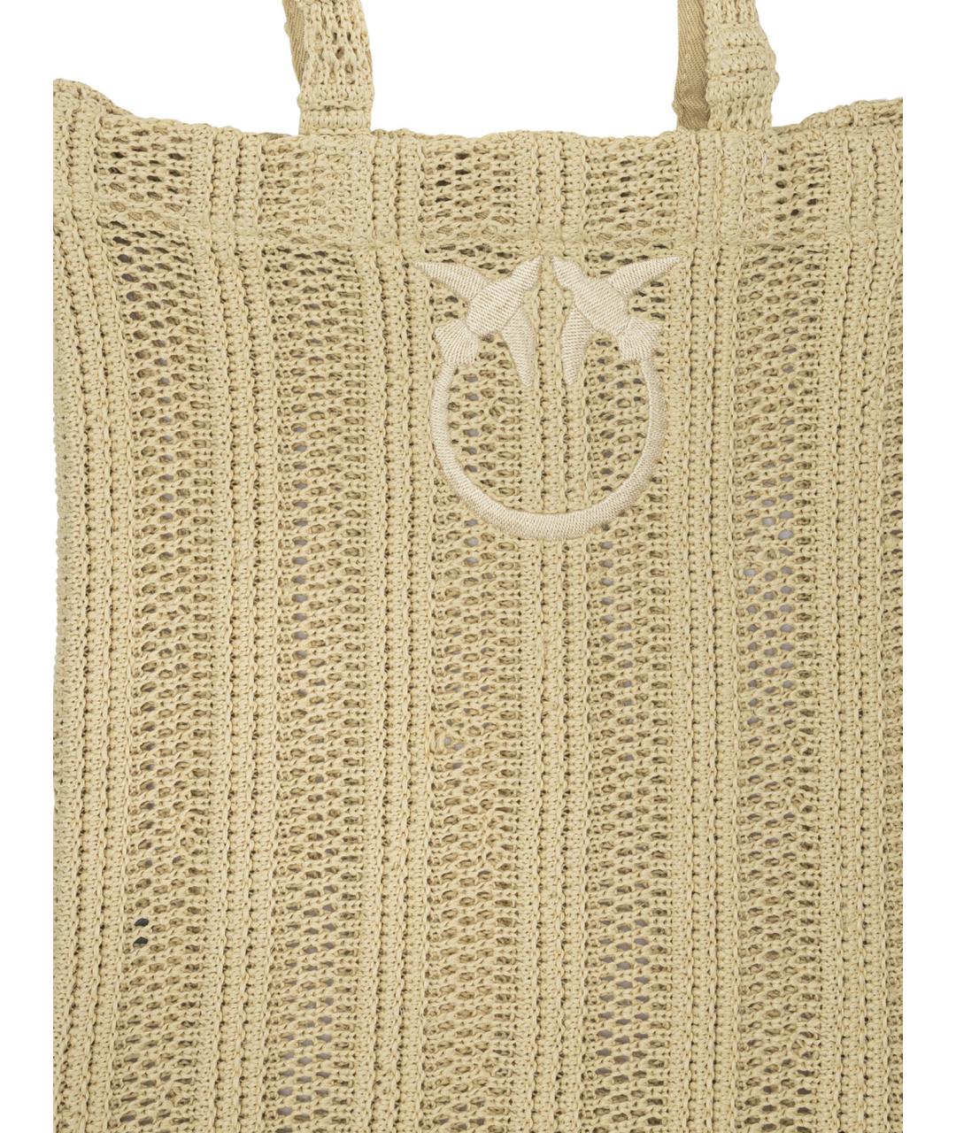 PINKO Бежевая хлопковая сумка через плечо, фото 3