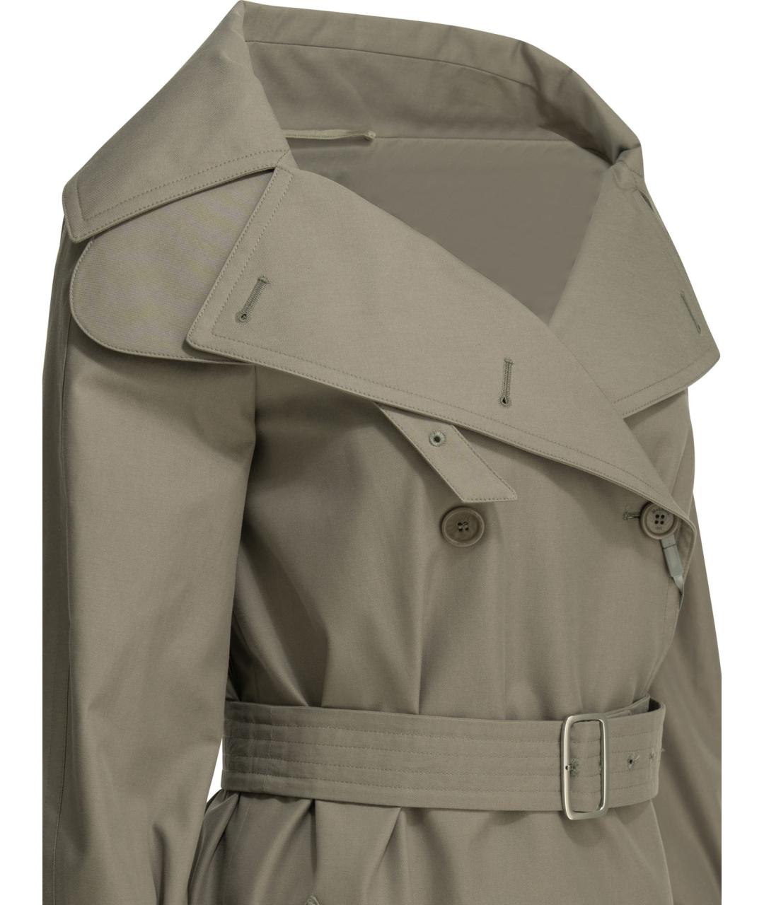 MAX MARA Серый хлопковый тренч/плащ, фото 3