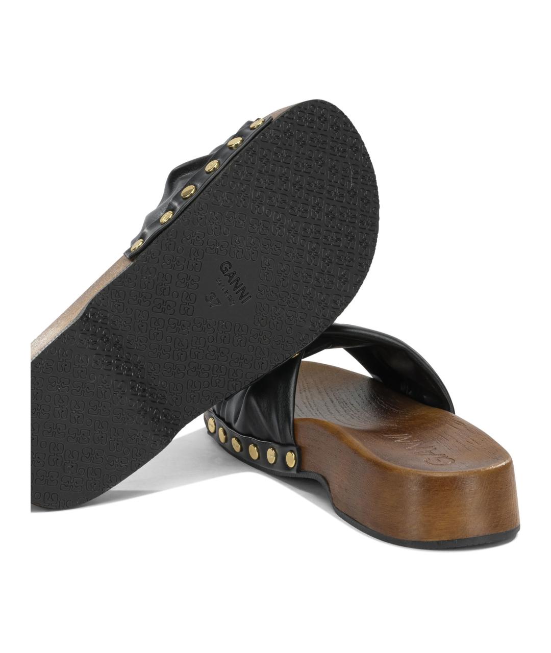 GANNI Черные кожаные сандалии, фото 5