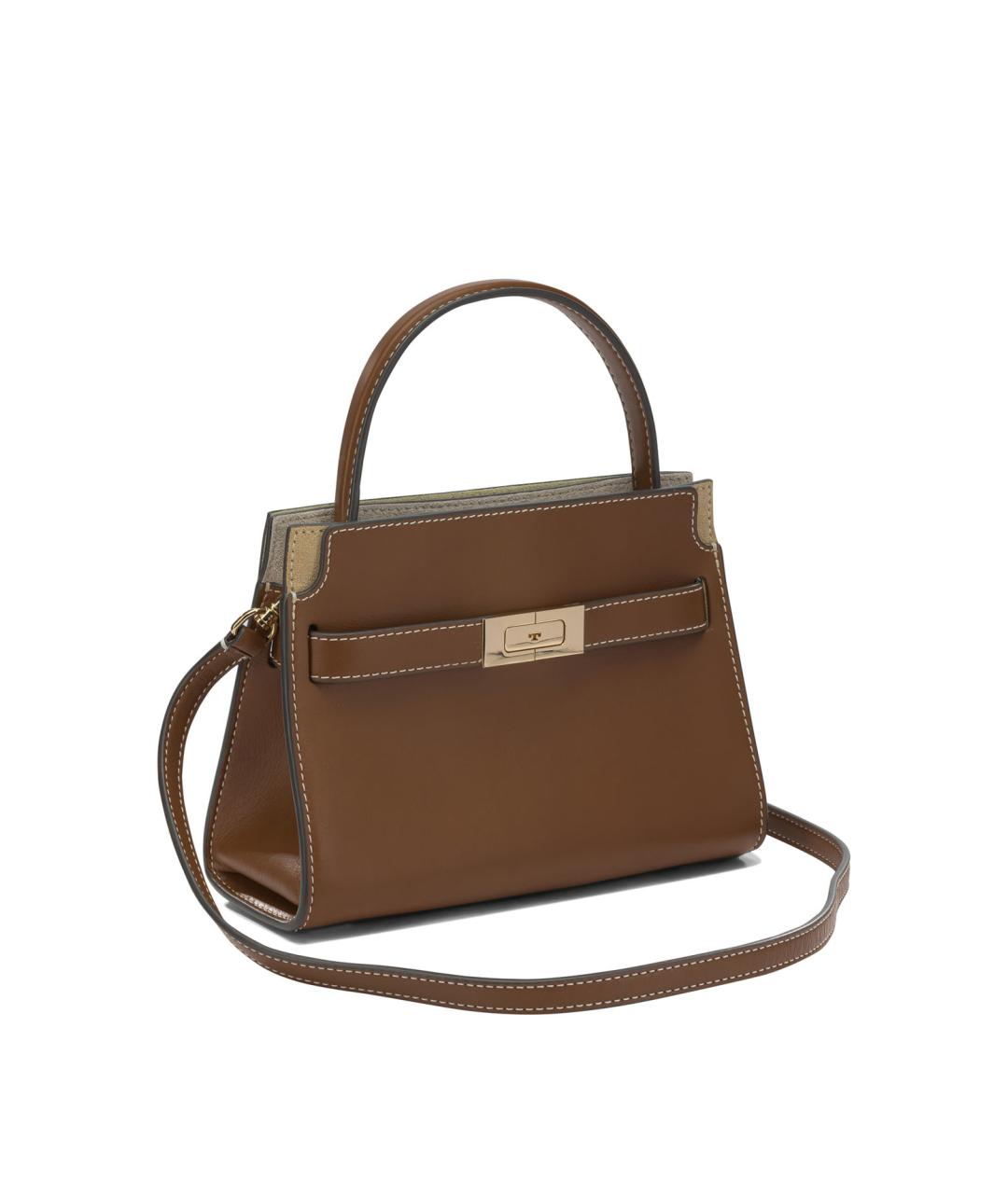 TORY BURCH Коричневая кожаная сумка с короткими ручками, фото 2