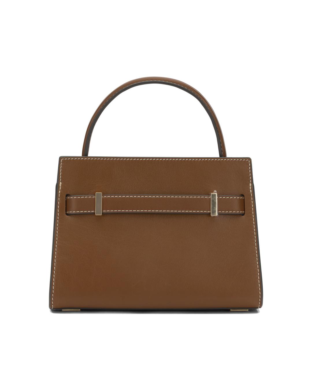 TORY BURCH Коричневая кожаная сумка с короткими ручками, фото 3