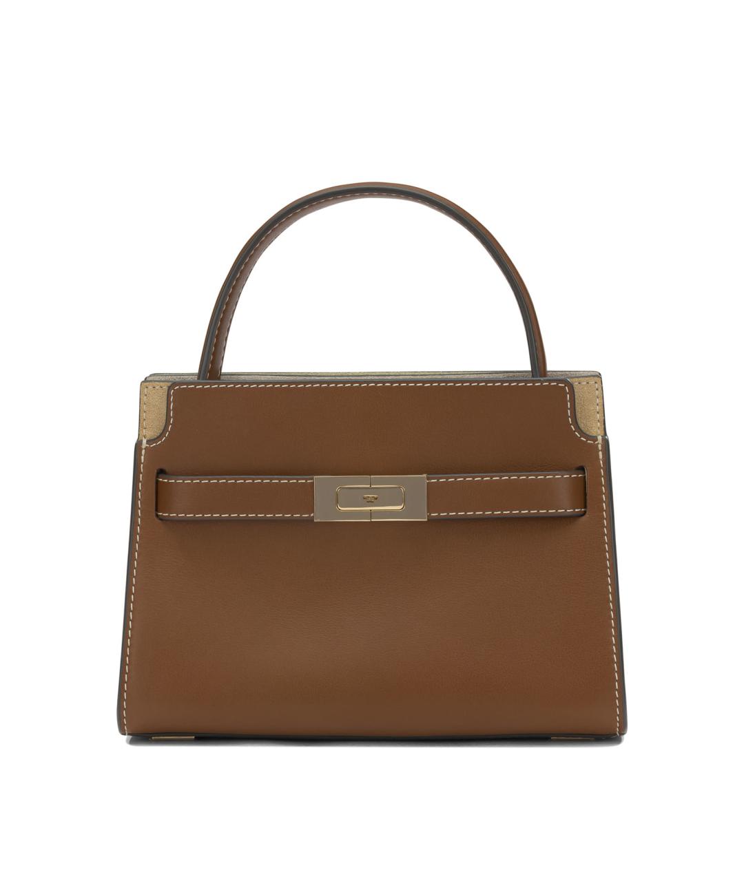 TORY BURCH Коричневая кожаная сумка с короткими ручками, фото 1