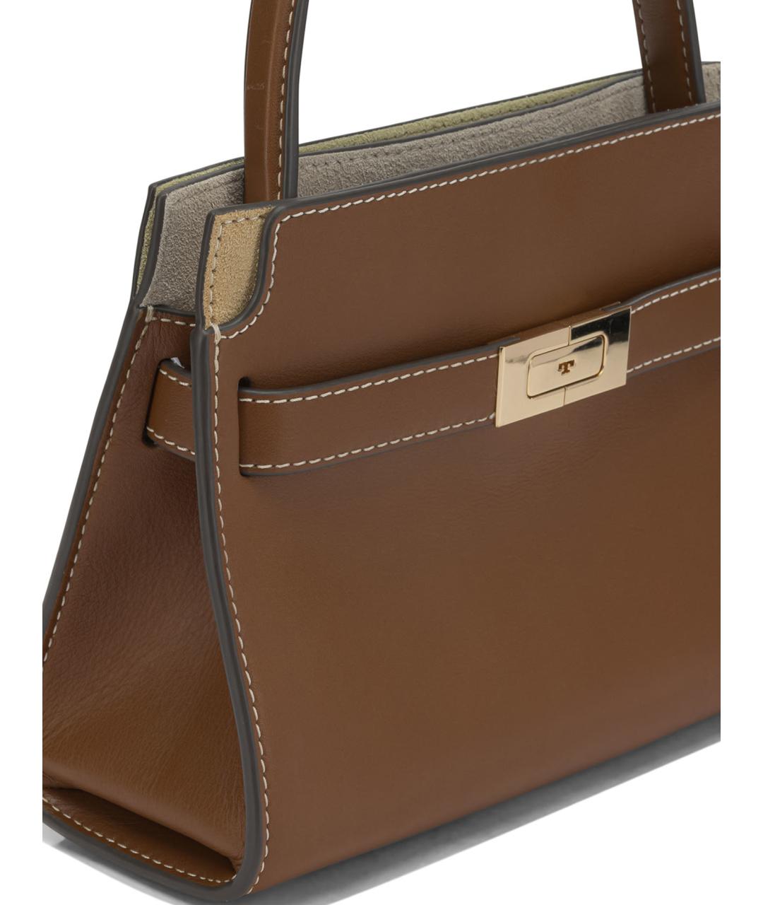 TORY BURCH Коричневая кожаная сумка с короткими ручками, фото 4