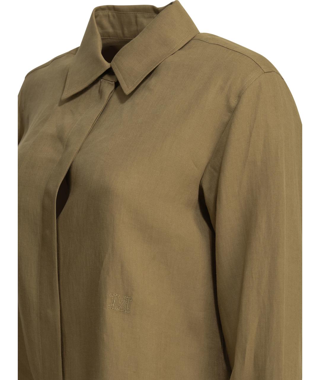 MAX MARA Коричневая льняная рубашка, фото 4