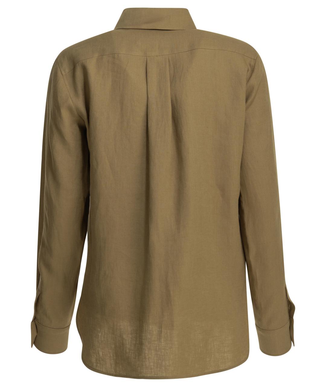 MAX MARA Коричневая льняная рубашка, фото 2