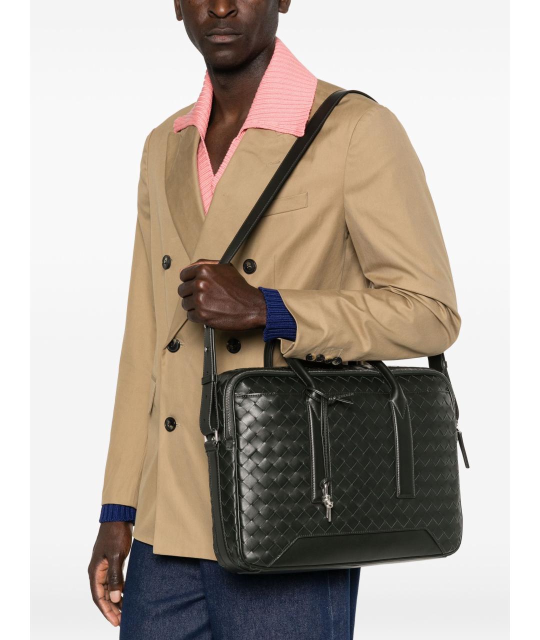 BOTTEGA VENETA Черный кожаный портфель, фото 4