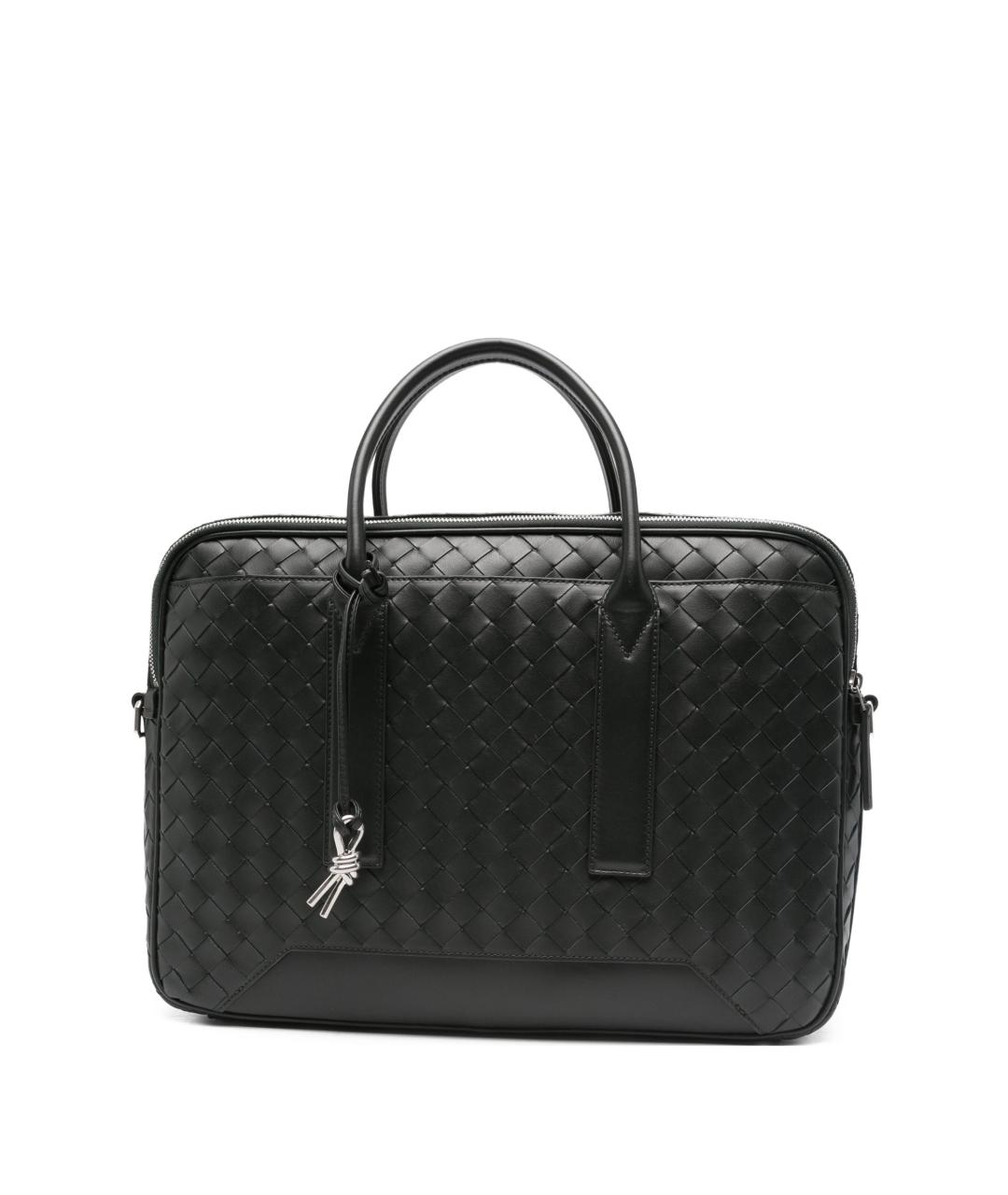 BOTTEGA VENETA Черный кожаный портфель, фото 1