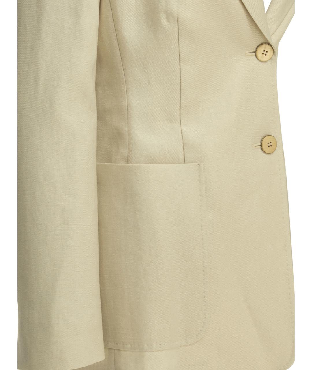 MAX MARA Бежевый льняной жакет/пиджак, фото 4
