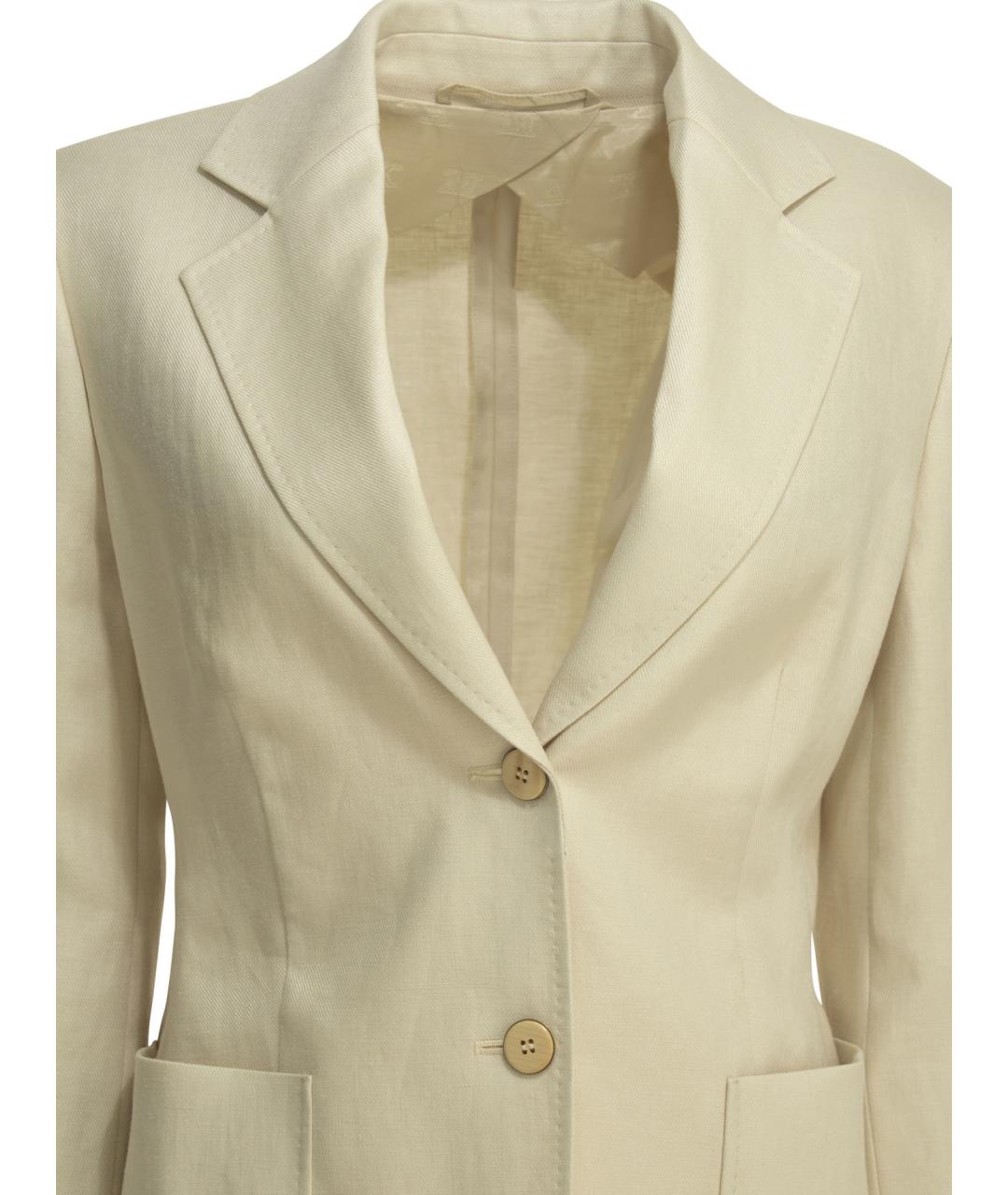MAX MARA Бежевый льняной жакет/пиджак, фото 3