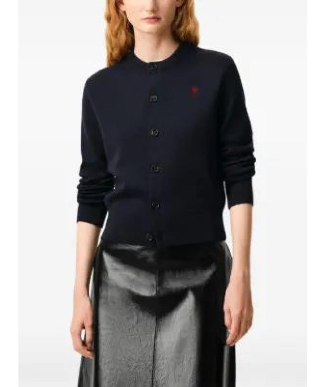 Ami Paris Темно-синий шерстяной кардиган, фото 4