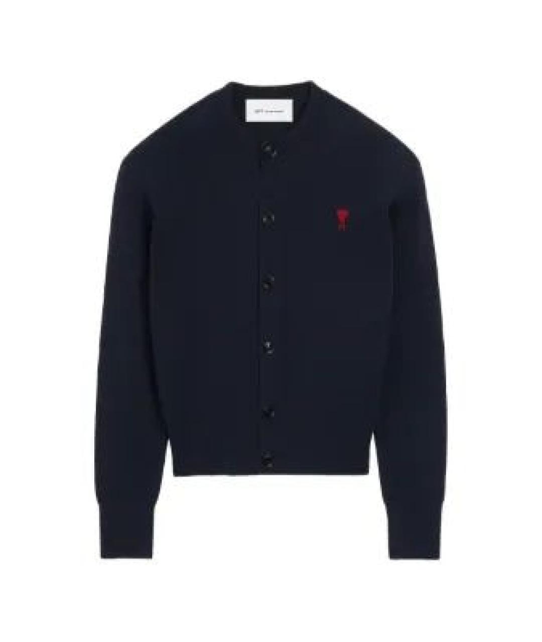 Ami Paris Темно-синий шерстяной кардиган, фото 2