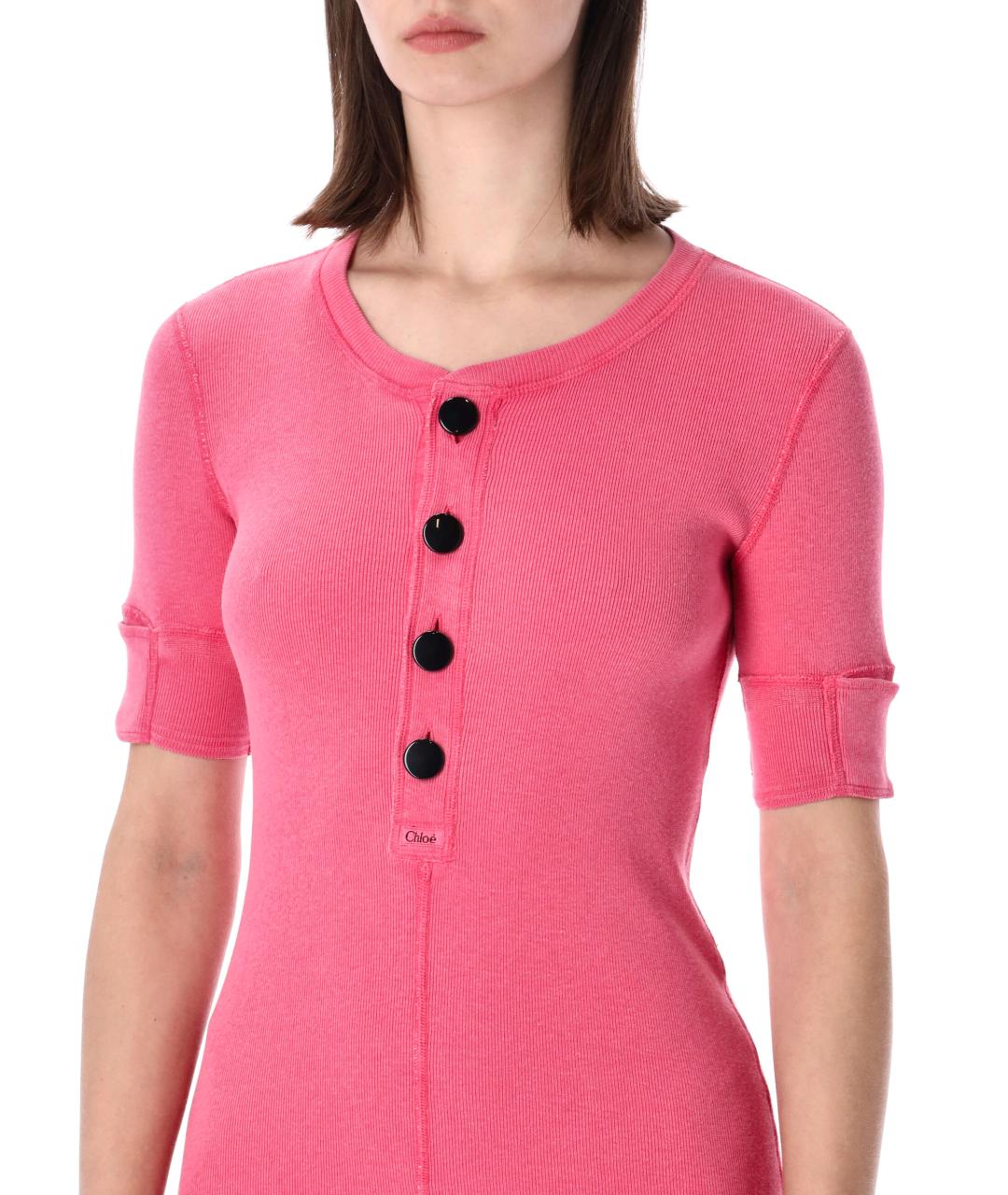 CHLOE Розовое хлопковое повседневное платье, фото 3