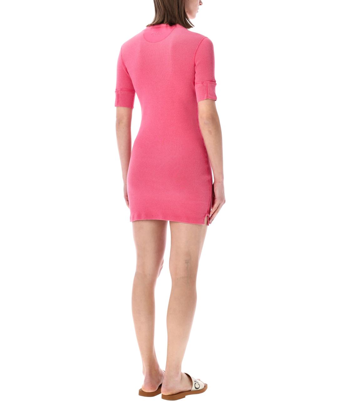 CHLOE Розовое хлопковое повседневное платье, фото 2