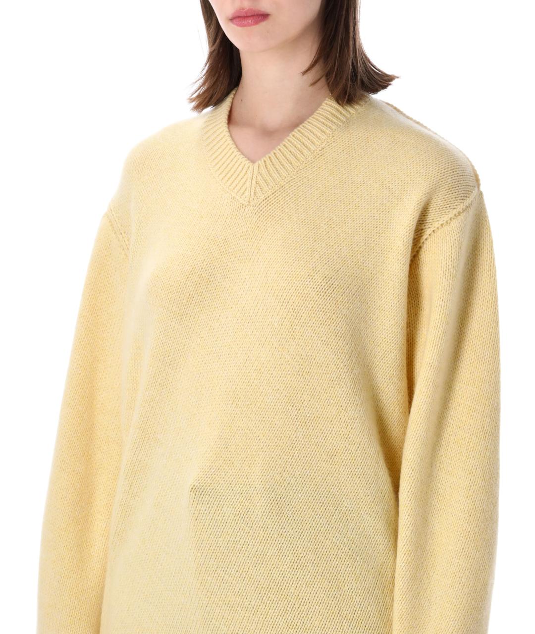 BOTTEGA VENETA Желтый кашемировый джемпер / свитер, фото 3