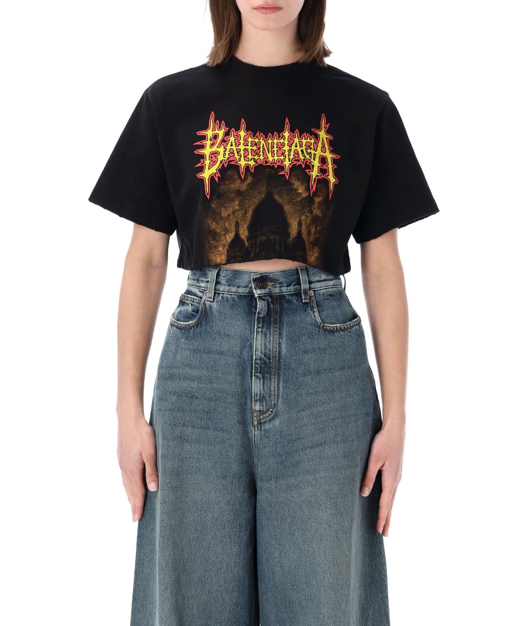 BALENCIAGA Черная хлопковая футболка, фото 1