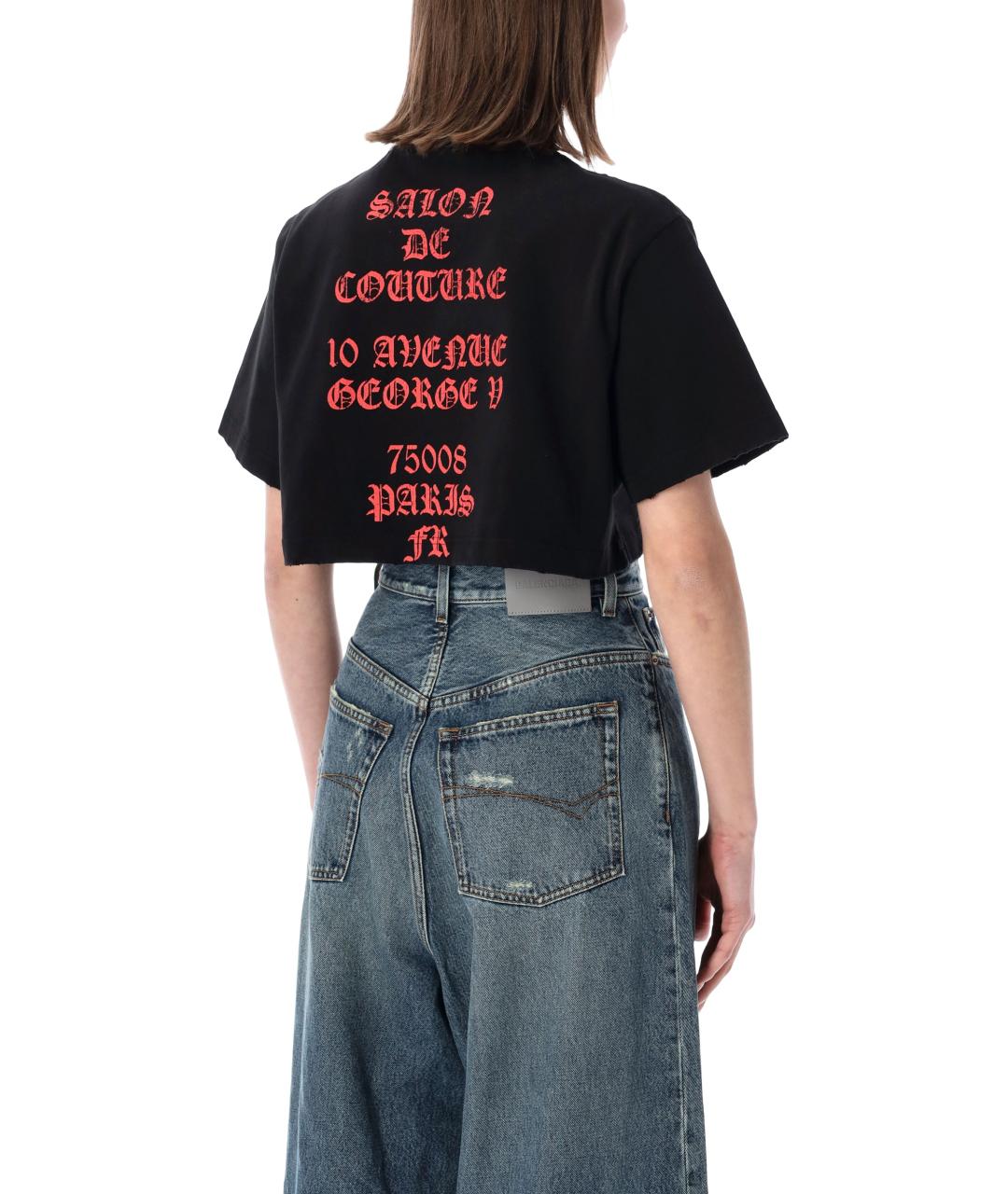 BALENCIAGA Черная хлопковая футболка, фото 2