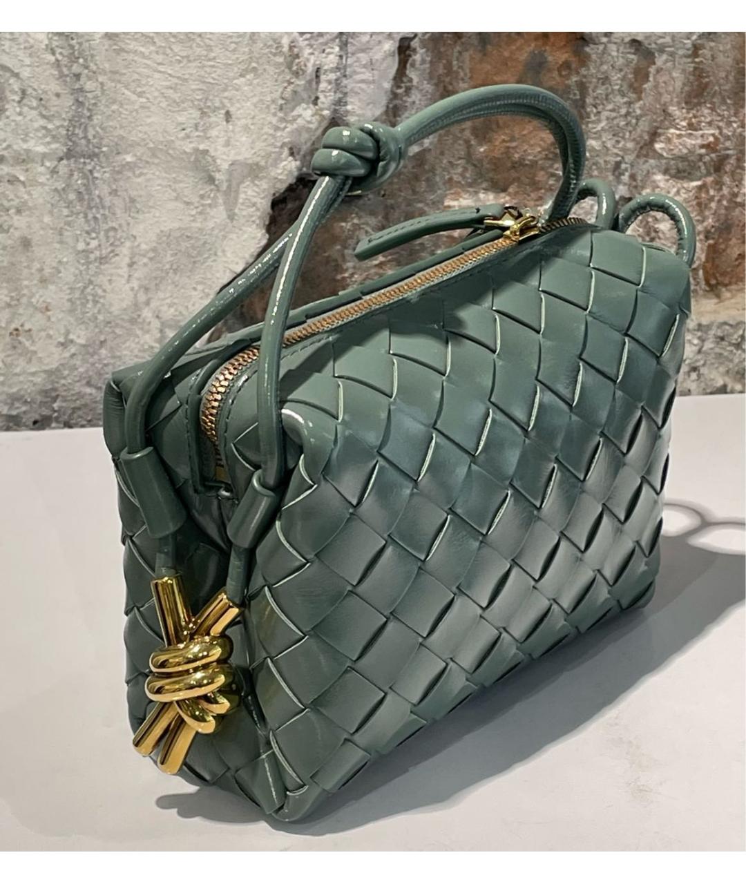 BOTTEGA VENETA Зеленая сумка через плечо из лакированной кожи, фото 4