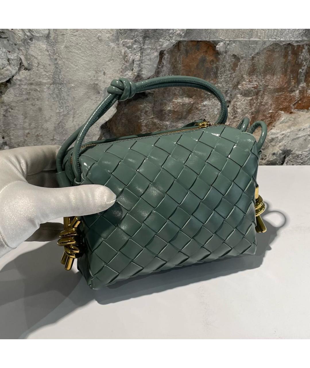 BOTTEGA VENETA Зеленая сумка через плечо из лакированной кожи, фото 8