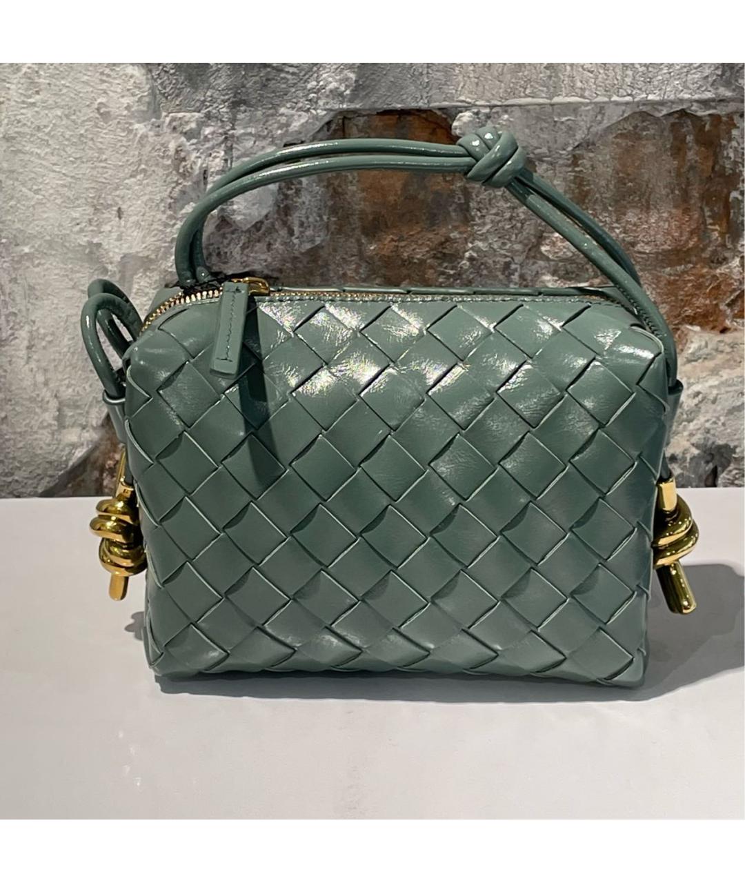 BOTTEGA VENETA Зеленая сумка через плечо из лакированной кожи, фото 2