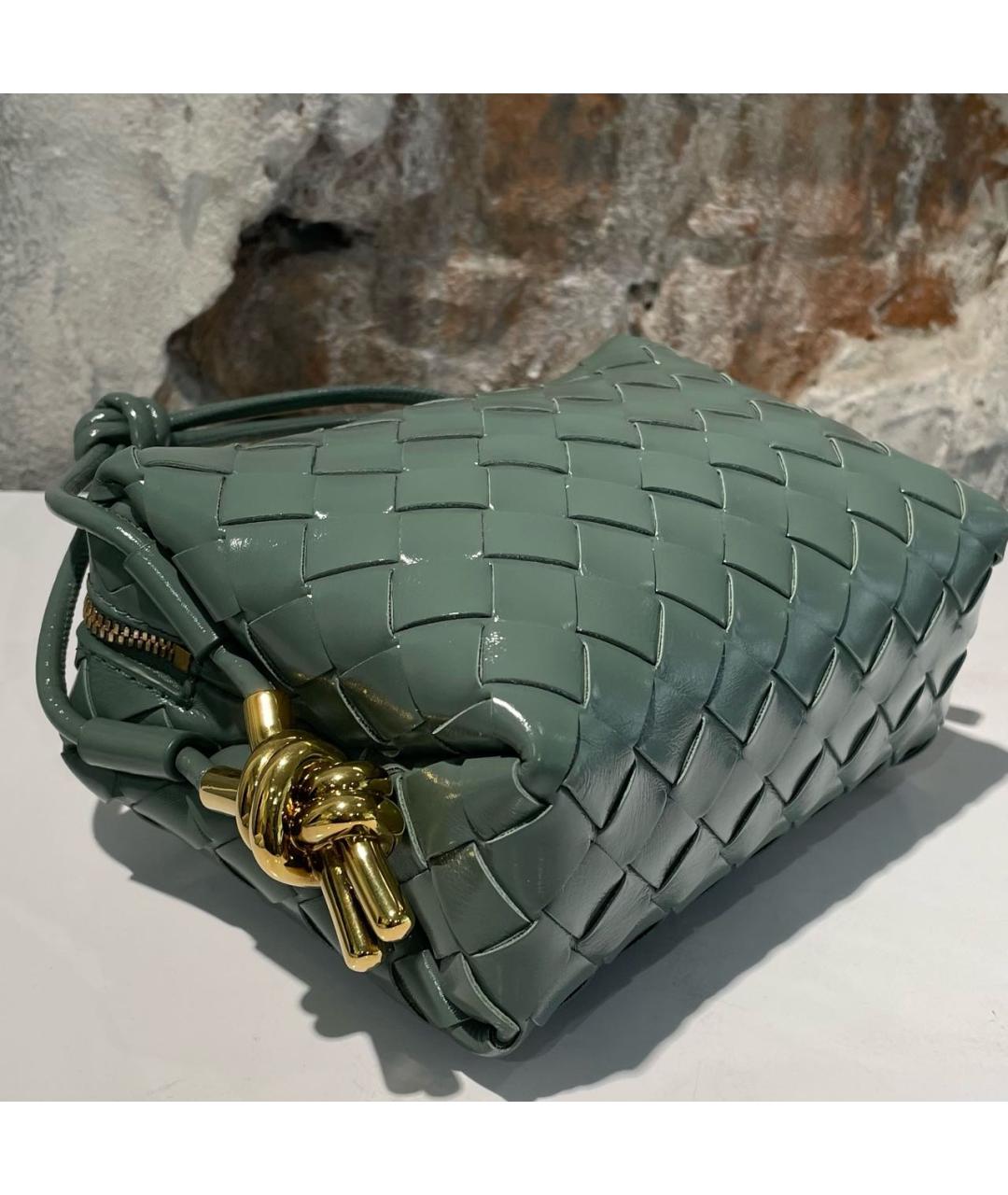 BOTTEGA VENETA Зеленая сумка через плечо из лакированной кожи, фото 5