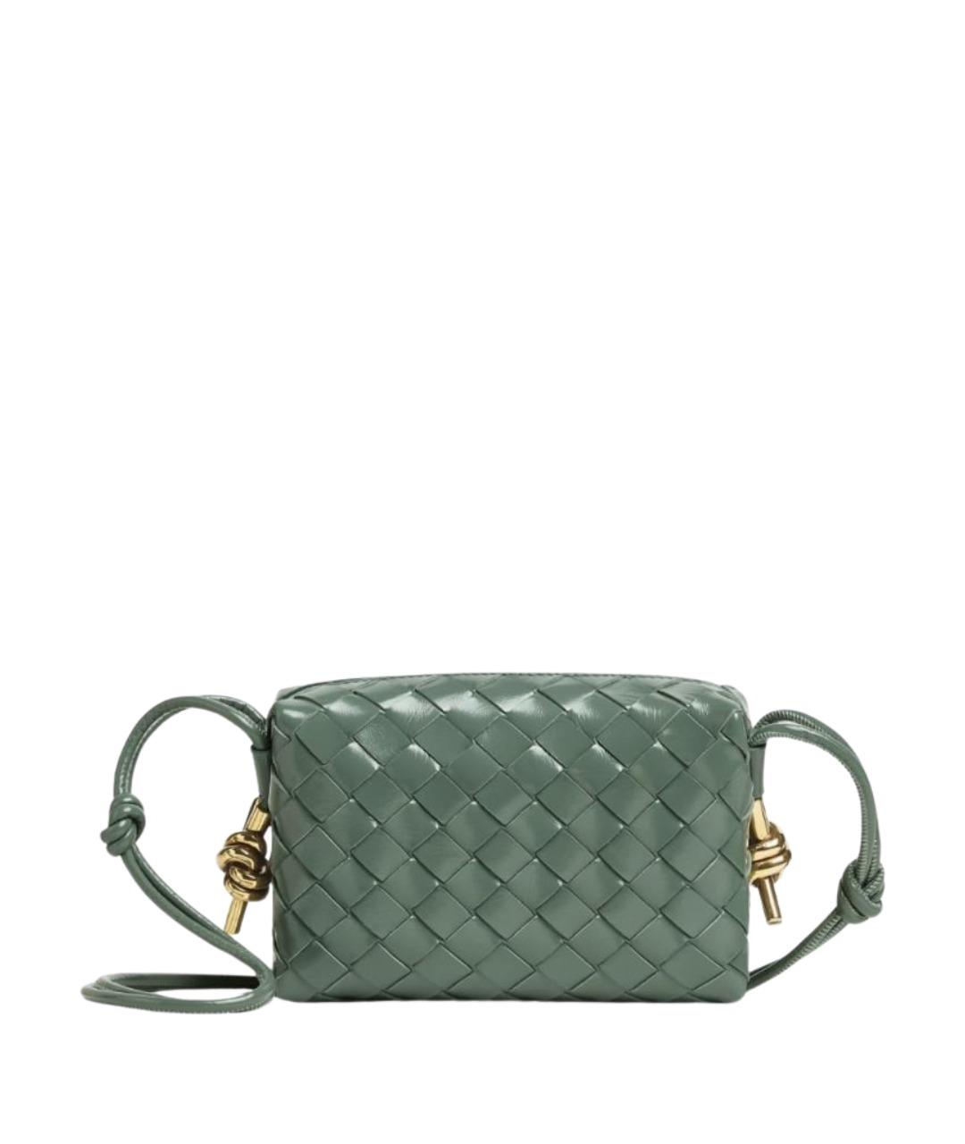 BOTTEGA VENETA Зеленая сумка через плечо из лакированной кожи, фото 1