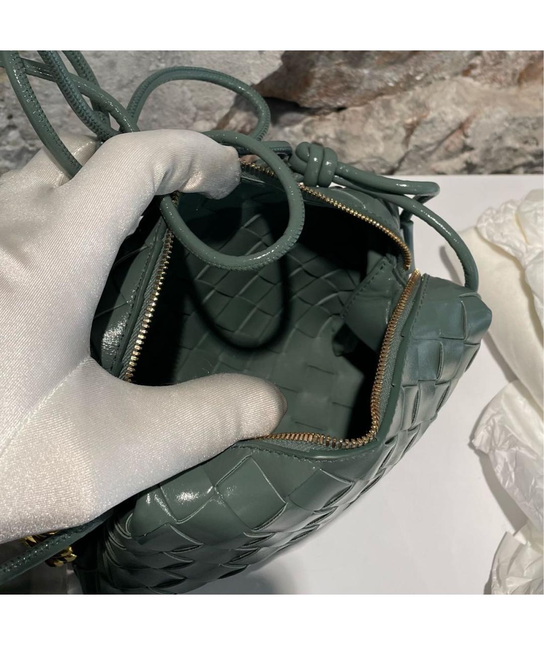 BOTTEGA VENETA Зеленая сумка через плечо из лакированной кожи, фото 6