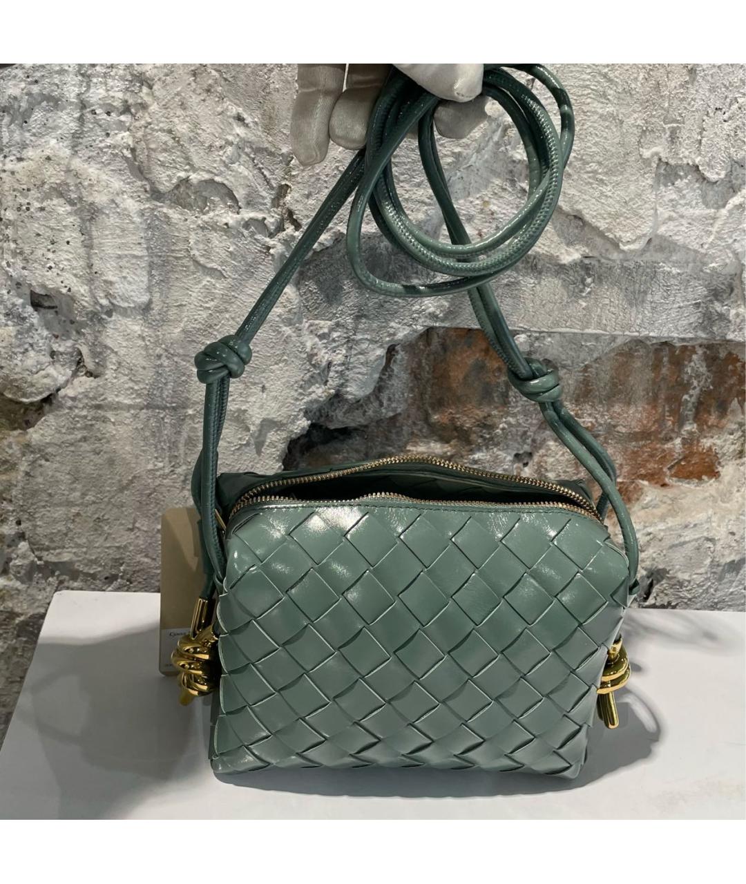 BOTTEGA VENETA Зеленая сумка через плечо из лакированной кожи, фото 7