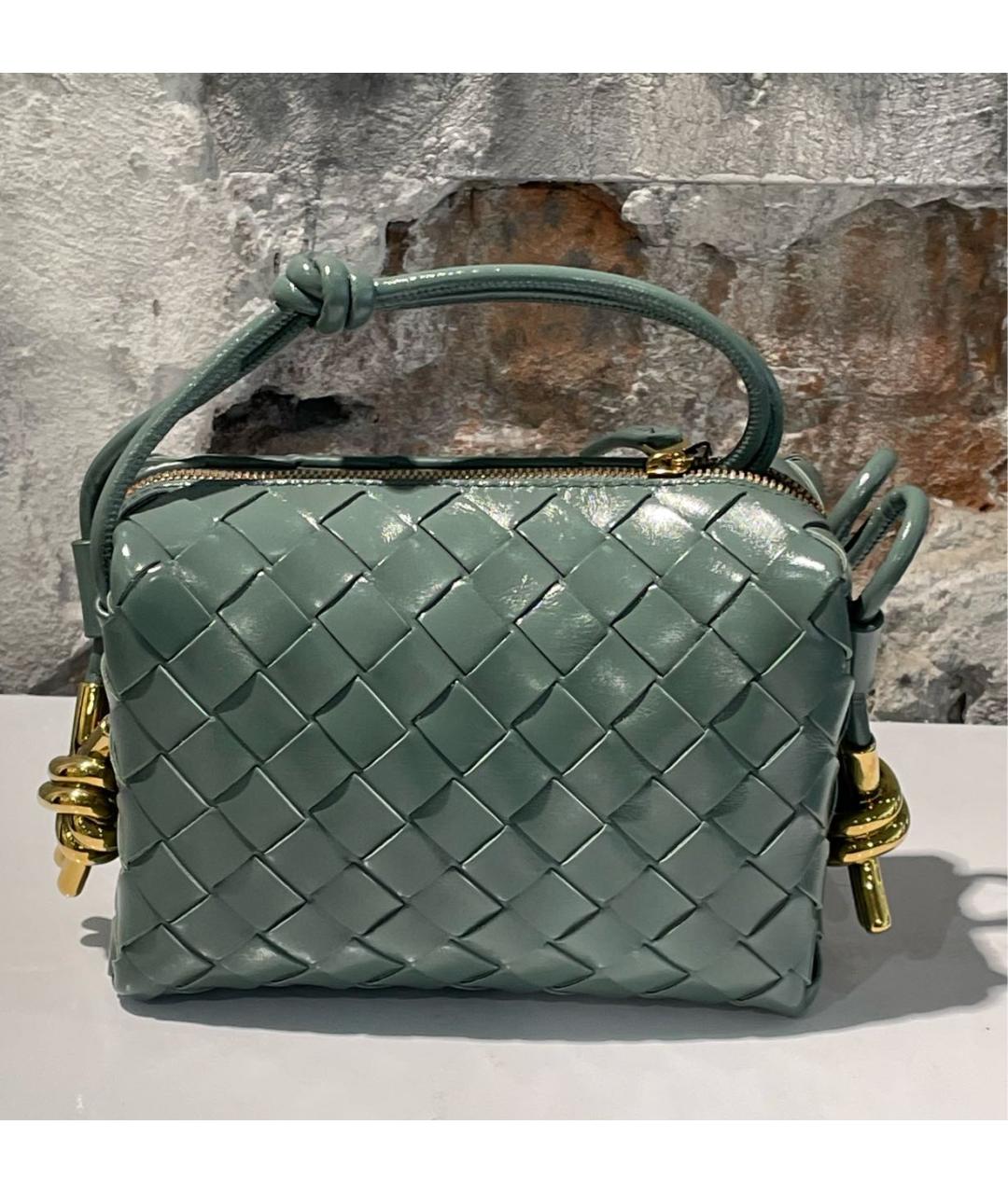 BOTTEGA VENETA Зеленая сумка через плечо из лакированной кожи, фото 3