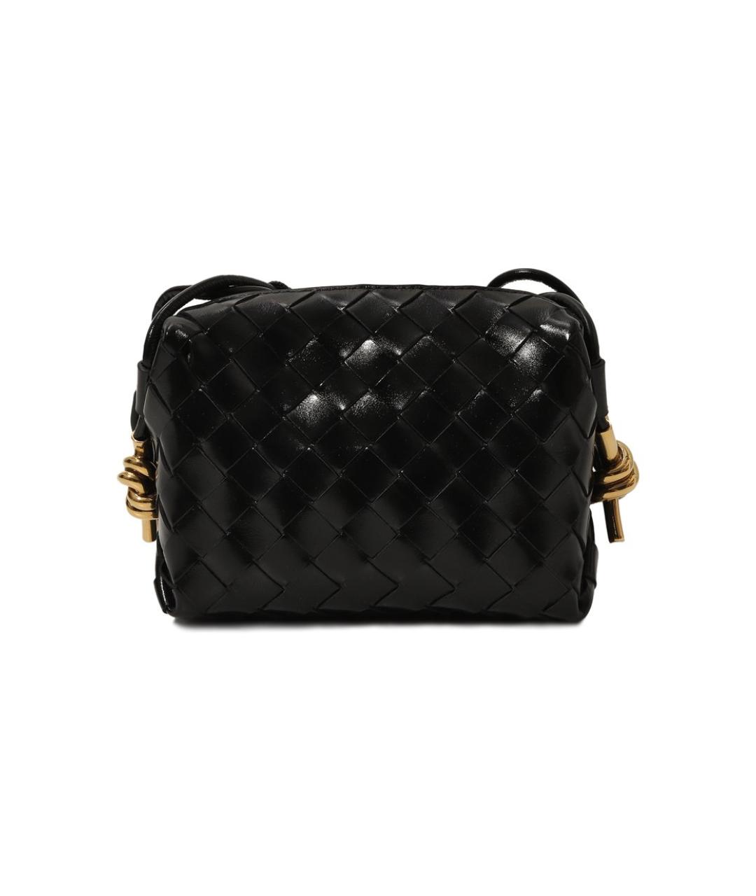 BOTTEGA VENETA Черная сумка через плечо из лакированной кожи, фото 1