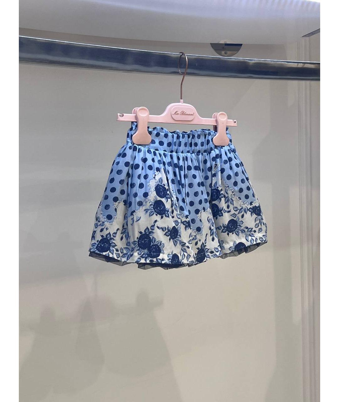 MISS BLUMARINE Синяя хлопковая юбка, фото 2