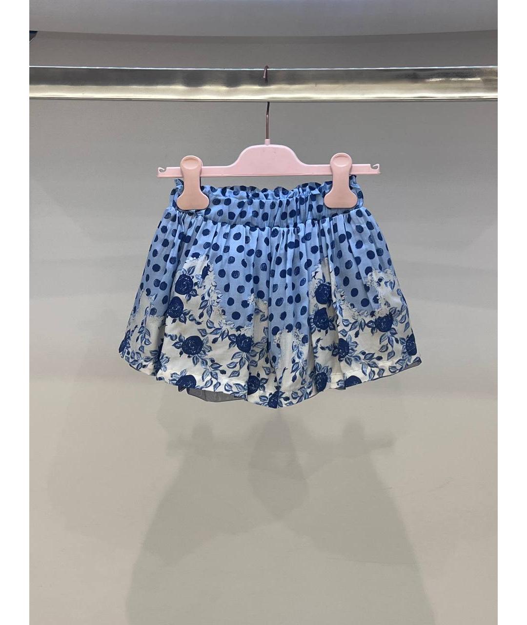 MISS BLUMARINE Синяя хлопковая юбка, фото 3