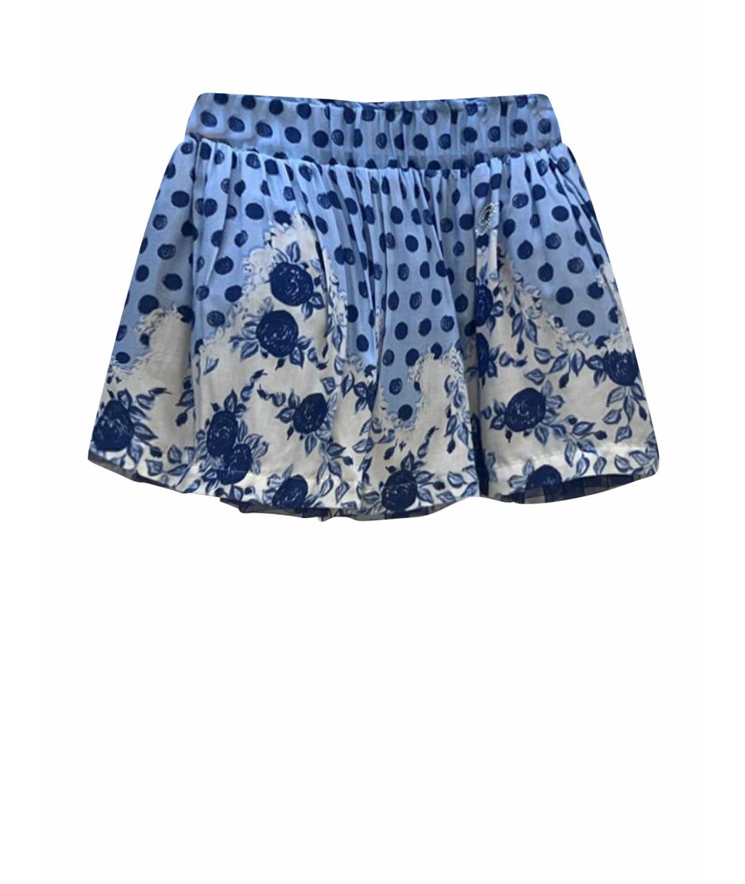 MISS BLUMARINE Синяя хлопковая юбка, фото 1