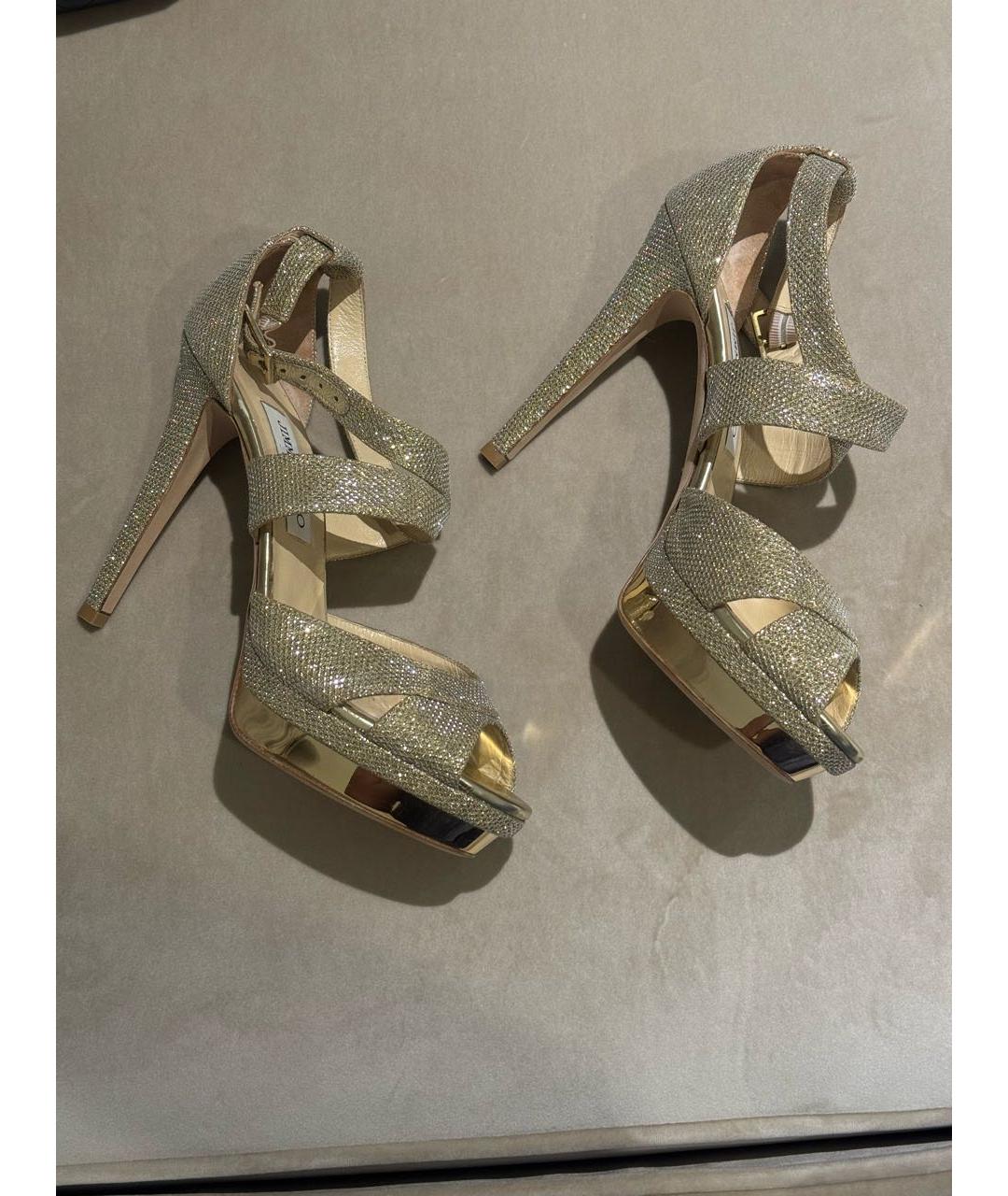 JIMMY CHOO Золотые босоножки, фото 6