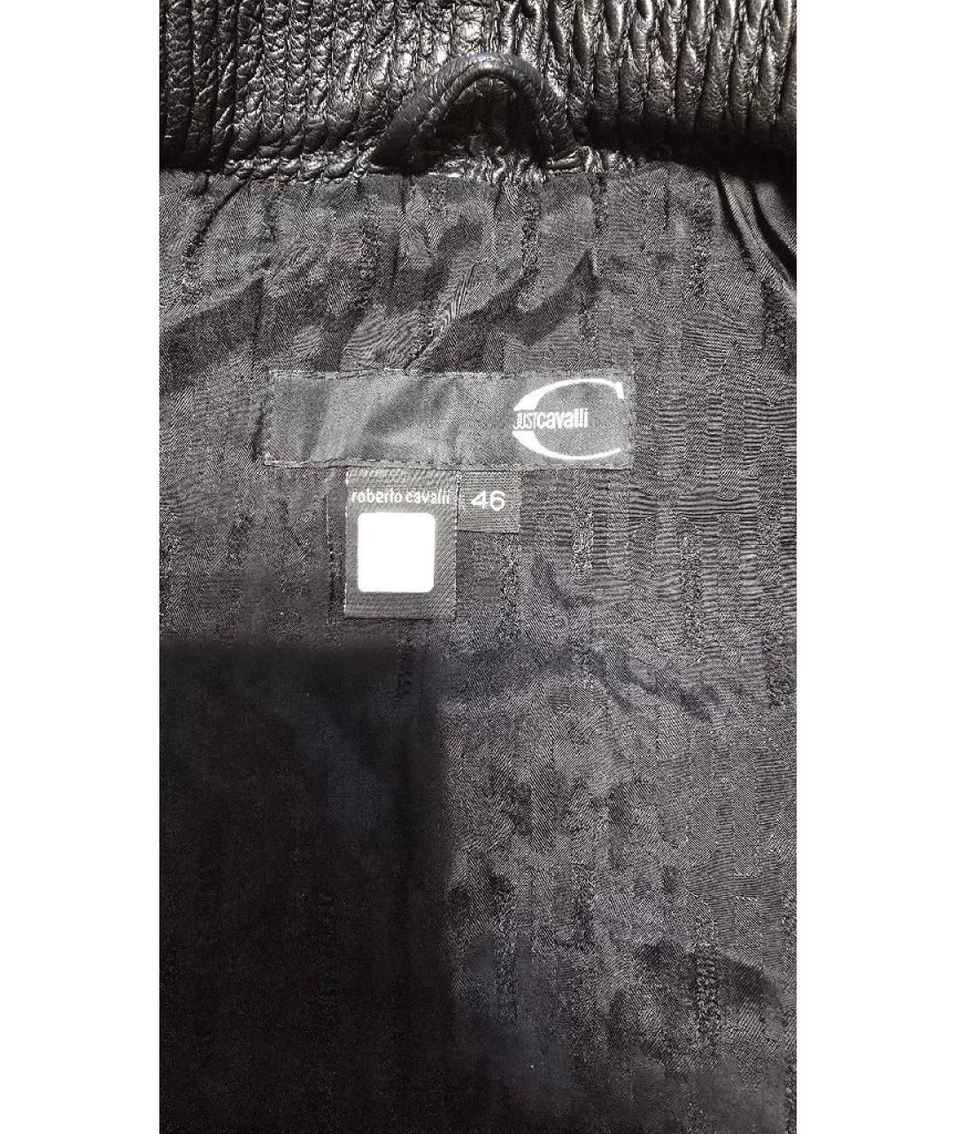 ROBERTO CAVALLI Темно-синяя кожаная куртка, фото 4