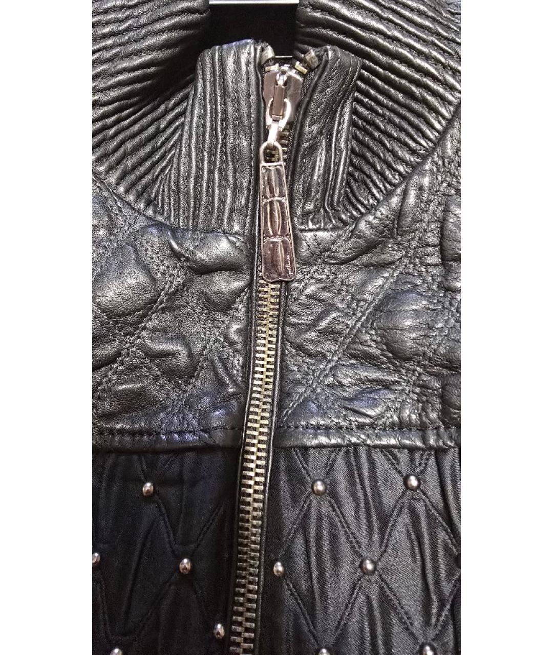 ROBERTO CAVALLI Темно-синяя кожаная куртка, фото 3