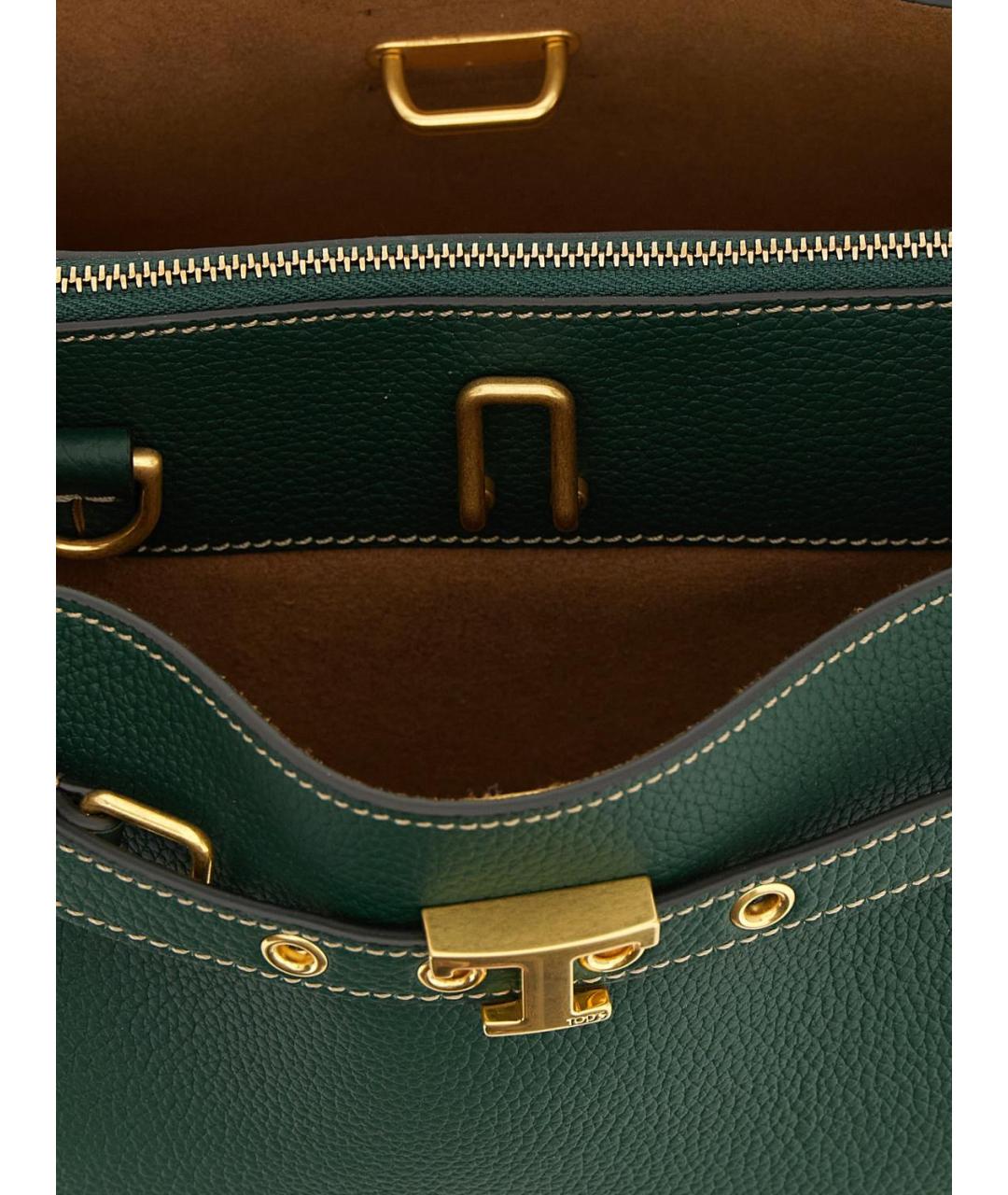 TOD'S Зеленая кожаная сумка тоут, фото 4