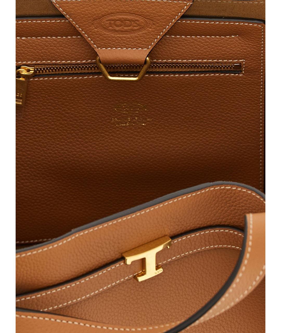 TOD'S Коричневая кожаная сумка тоут, фото 4