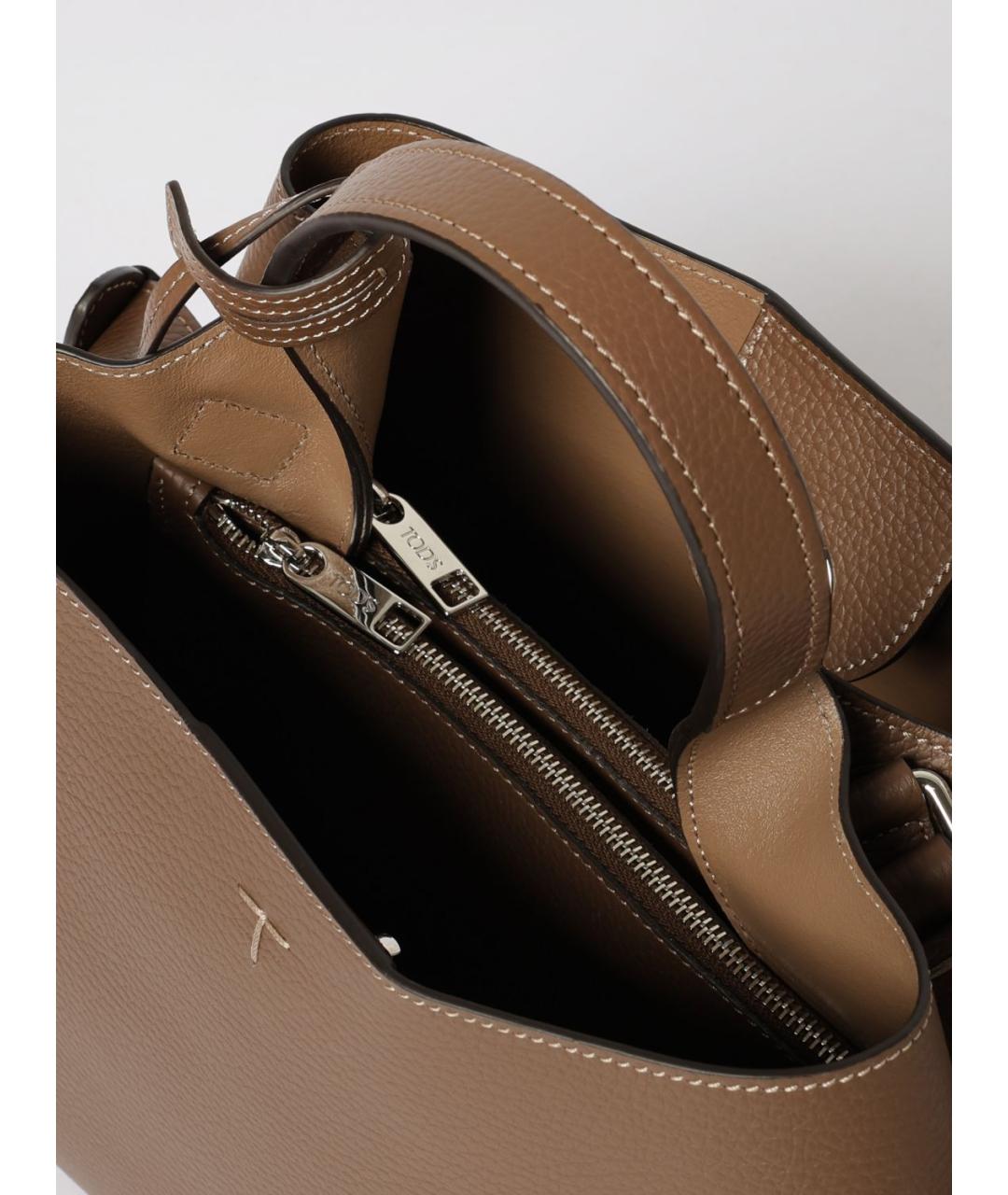 TOD'S Коричневая кожаная сумка с короткими ручками, фото 5