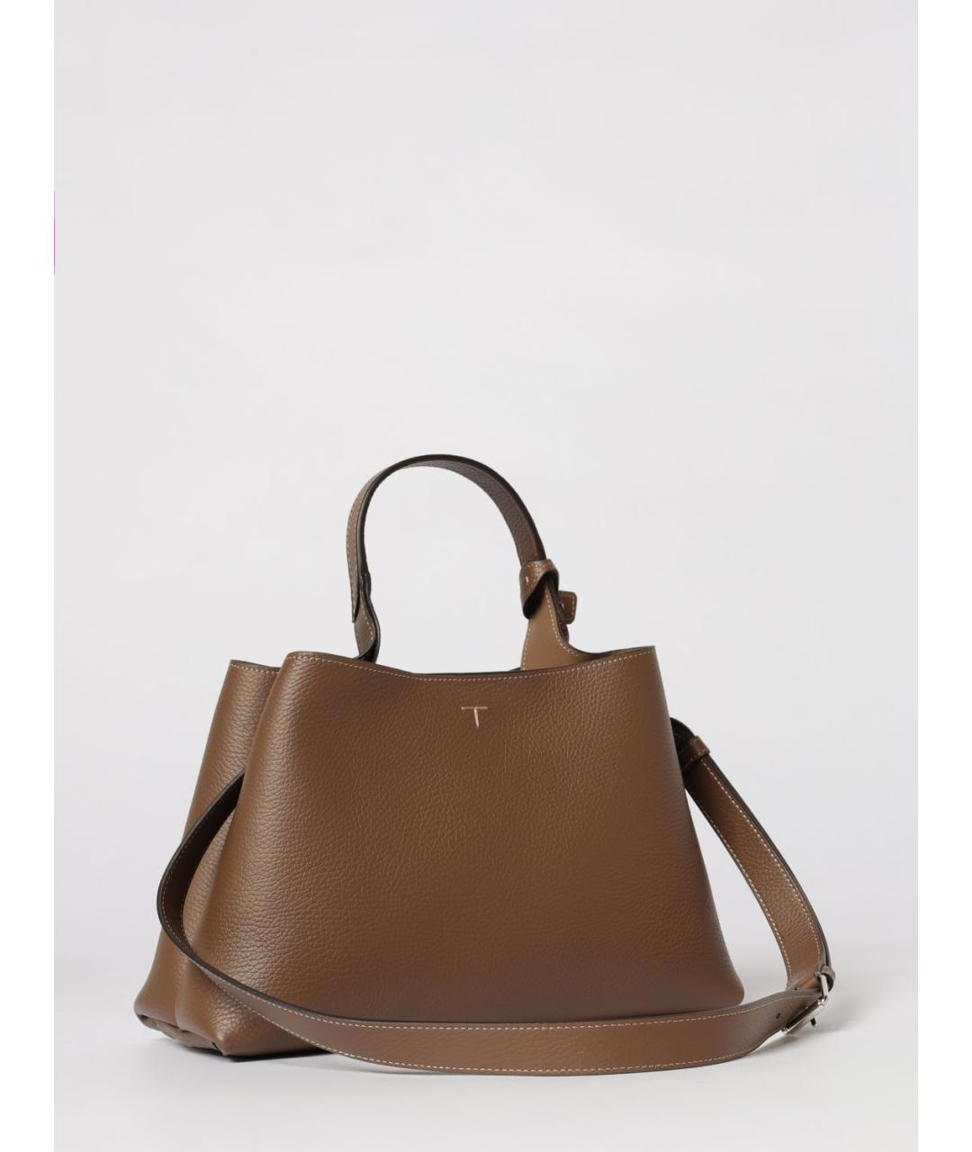 TOD'S Коричневая кожаная сумка с короткими ручками, фото 3