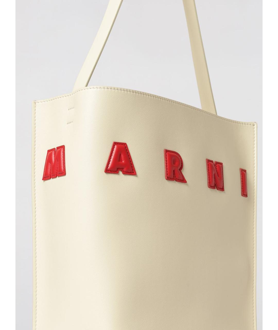 MARNI Бежевая кожаная сумка через плечо, фото 4