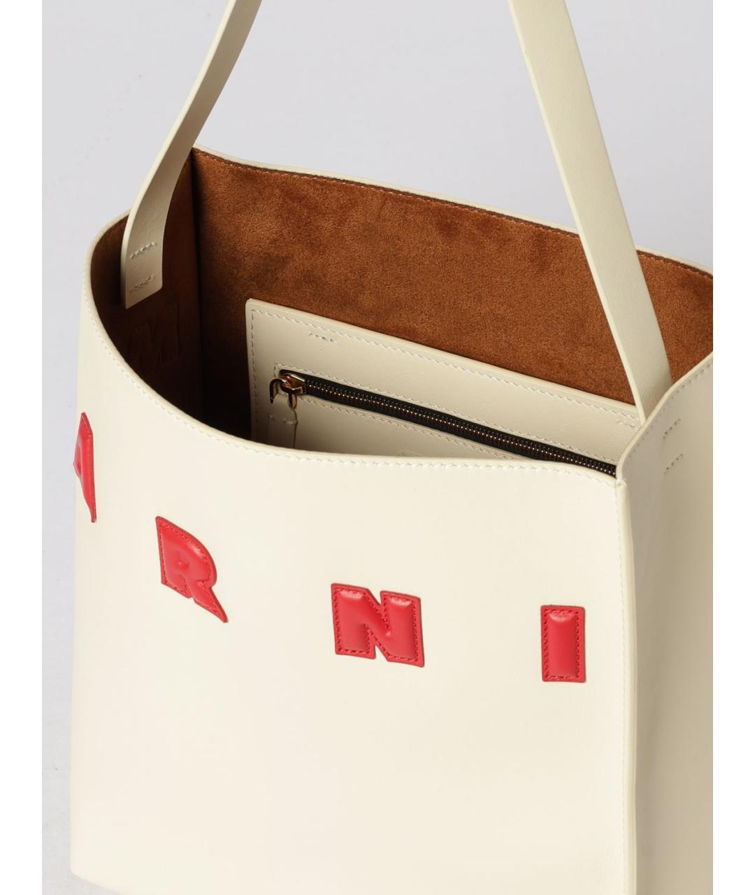 MARNI Бежевая кожаная сумка через плечо, фото 5