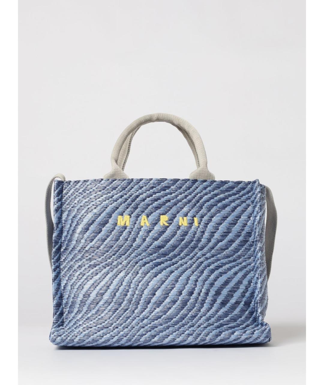 MARNI Синяя синтетическая сумка тоут, фото 6
