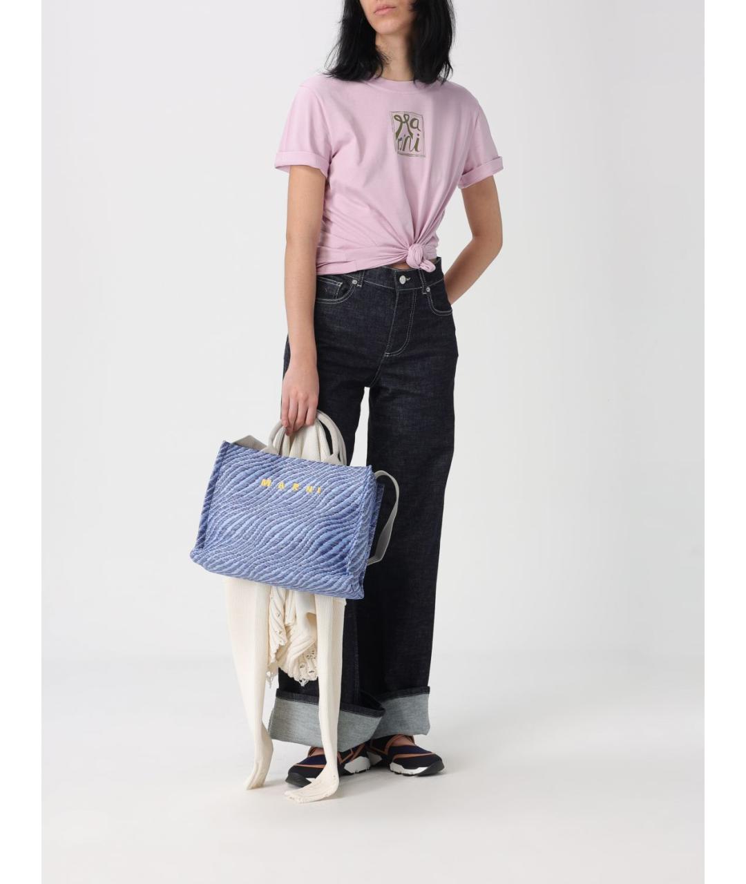 MARNI Синяя синтетическая сумка тоут, фото 2