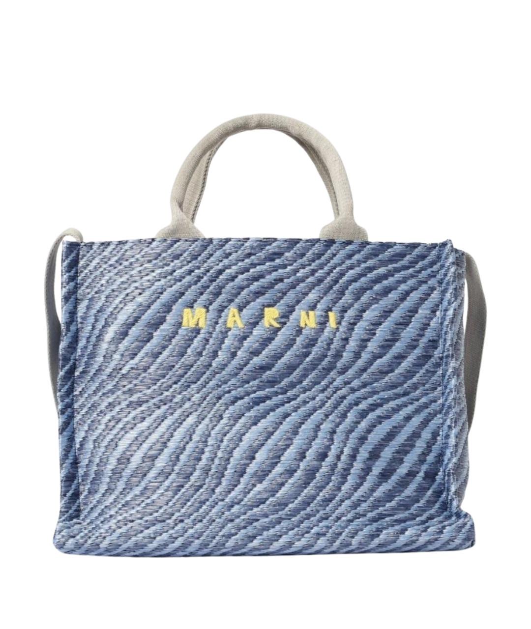 MARNI Синяя синтетическая сумка тоут, фото 1